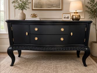 ✨ Elegant Black Buffet / Sideboard – Professionally Refinished ✨