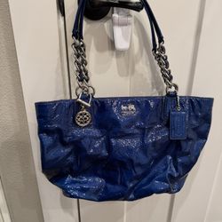 Coach Blue Patent Leather Handbag