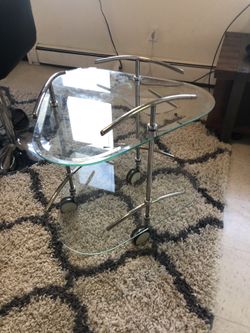 Rolling Glass Table - 2 levels!
