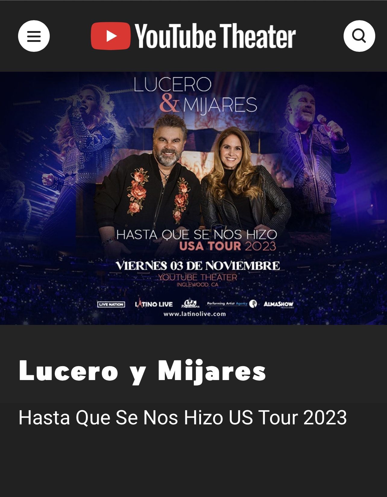 3 Tickets Para Lucero Y Mijares Hoy 23 D Nov Row 105 Asientos 9/10/y 11