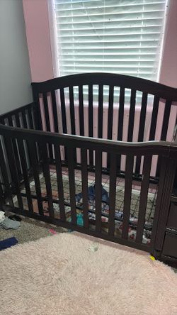 Dark brown Crib with changing table