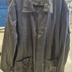 L.A. Leather California XL Black Leather Trench Coat I-6328