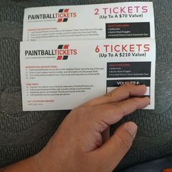 Paint Ball Tickets Set Of 8