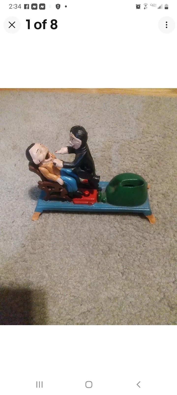 Vintage Dentist Pulling Tooth Cast Iron Mechanical Bank