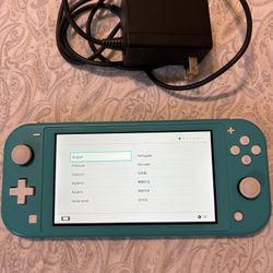 Nintendo Switch Lite Turquoise Blue with charger and case 