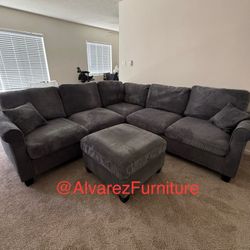 Corduroy Sectional Sofa With Ottoman 