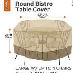Veranda Water-Resistant 52 Inch Bistro Round Patio Table & Chair Set Cover