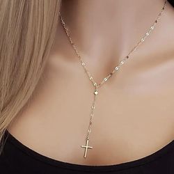 Stainless Steel Gold plated Cross Pendant Necklace - CHN