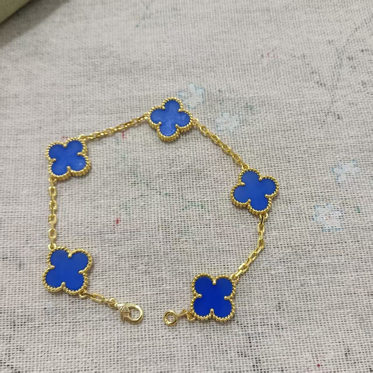 Van Cleef & Arpels Rose Gold and Blue Clover Bracelet