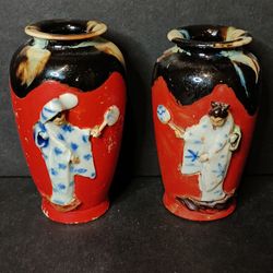 Japanese Sumida Gawa Poo Ware Vases