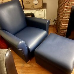 Indigo Blue Leather Chair 