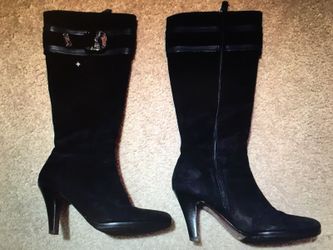 Cole Haan Nicole Nike air Black suede leather knee high boots Heels. NEW size 7.5