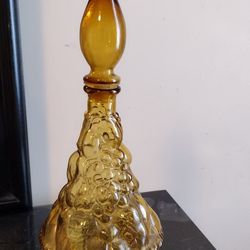 Vintage Empoli Amber Genie Bottle Fruit Basket 11" Tall 