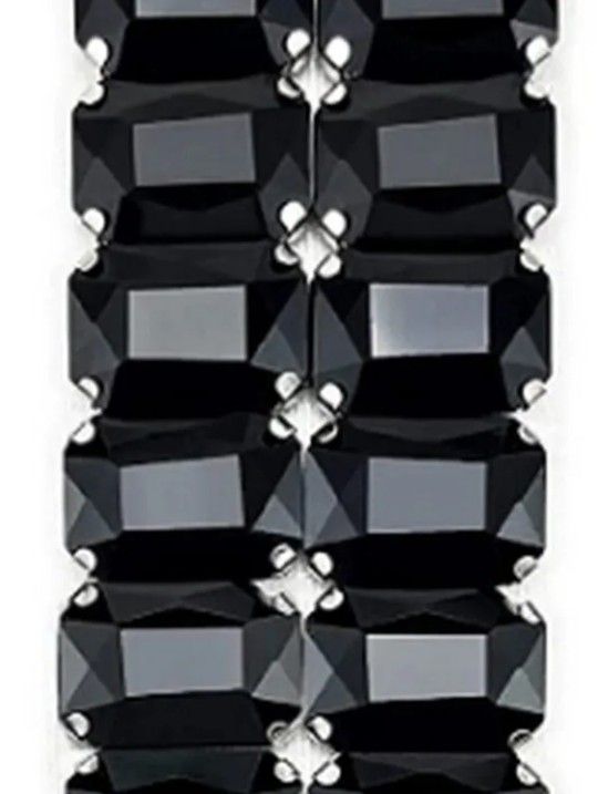 Choupee Sew On Rectangle Rhinestone in Silver Setting 13mm x 18mm, Black, 36 pcs