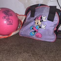 Vintage Brunswick Disney Minnie Mouse Pink Bowling Ball 9.54lbs 