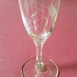 Mid-Century Etched Japanese Crystal Cocktail Glasses / 6 Qty. Cordial Glasses