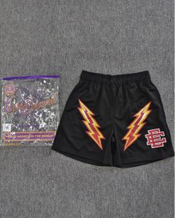 Eric Emanuel Black Mesh Shorts Lightning Bolt large