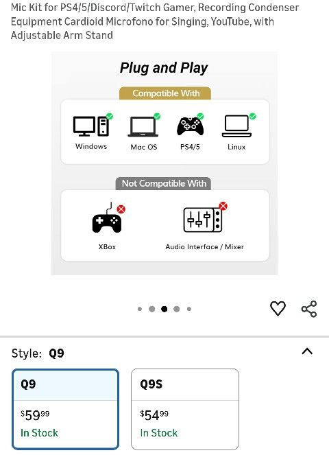 Boom Mic/ Desk Mic (MISSING CORD)