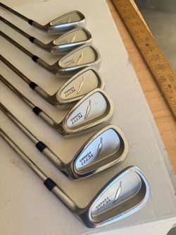 Fourteen TC777 forged irons 5-PW + P/A wedge. Steel N.S. pro 950GH HT R flex. 5 iron 38.25”.