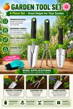 4-Piece Stainless Steel Garden Tool Set