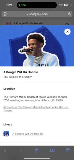 2 tickets A Boogie Wit da hoodie