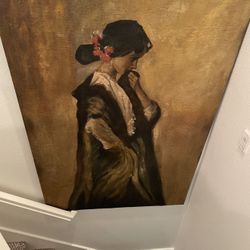 Beautiful Pensive Woman Large Painting 