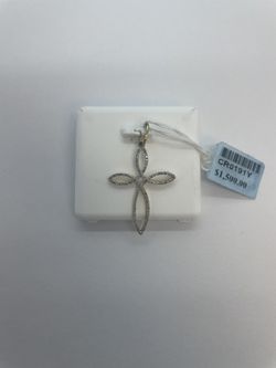 14k Gold Diamond Cross Pendant. New.