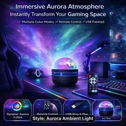 Northern Lights Projector LED Night Light w/ Remote – Galaxy Aurora Lamp Room Decor