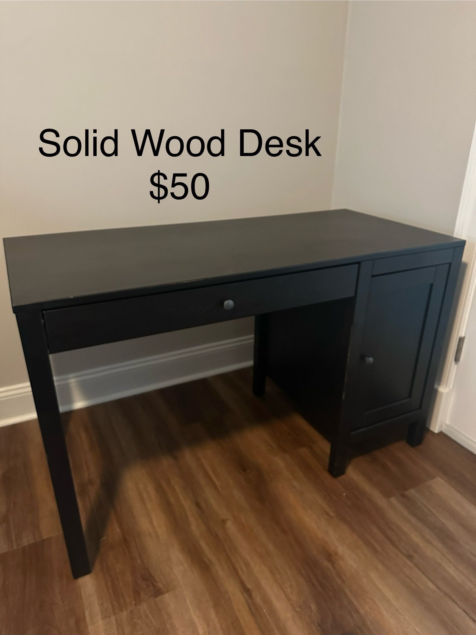 Solid Wood Desk - Espresso Brown