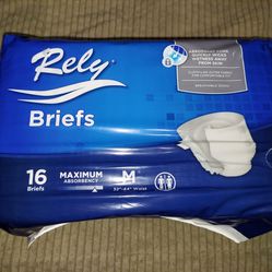 16 NEW PACKS RELY ADULT BRIEFS DIAPERS SIZE MEDIUM WHOLESALE LOT