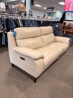 Brand New Macys Leather Electric Sofa w/ 2 Power Recliners and Power Headrests