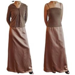 Vintage Jim Hjelm Occasions Tan/Brown Evening Gown with Cardigan Size 4