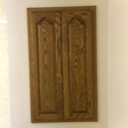 Oak cabinet custom made for in the wall