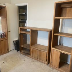 3piece Oak Wood Entertainment Center