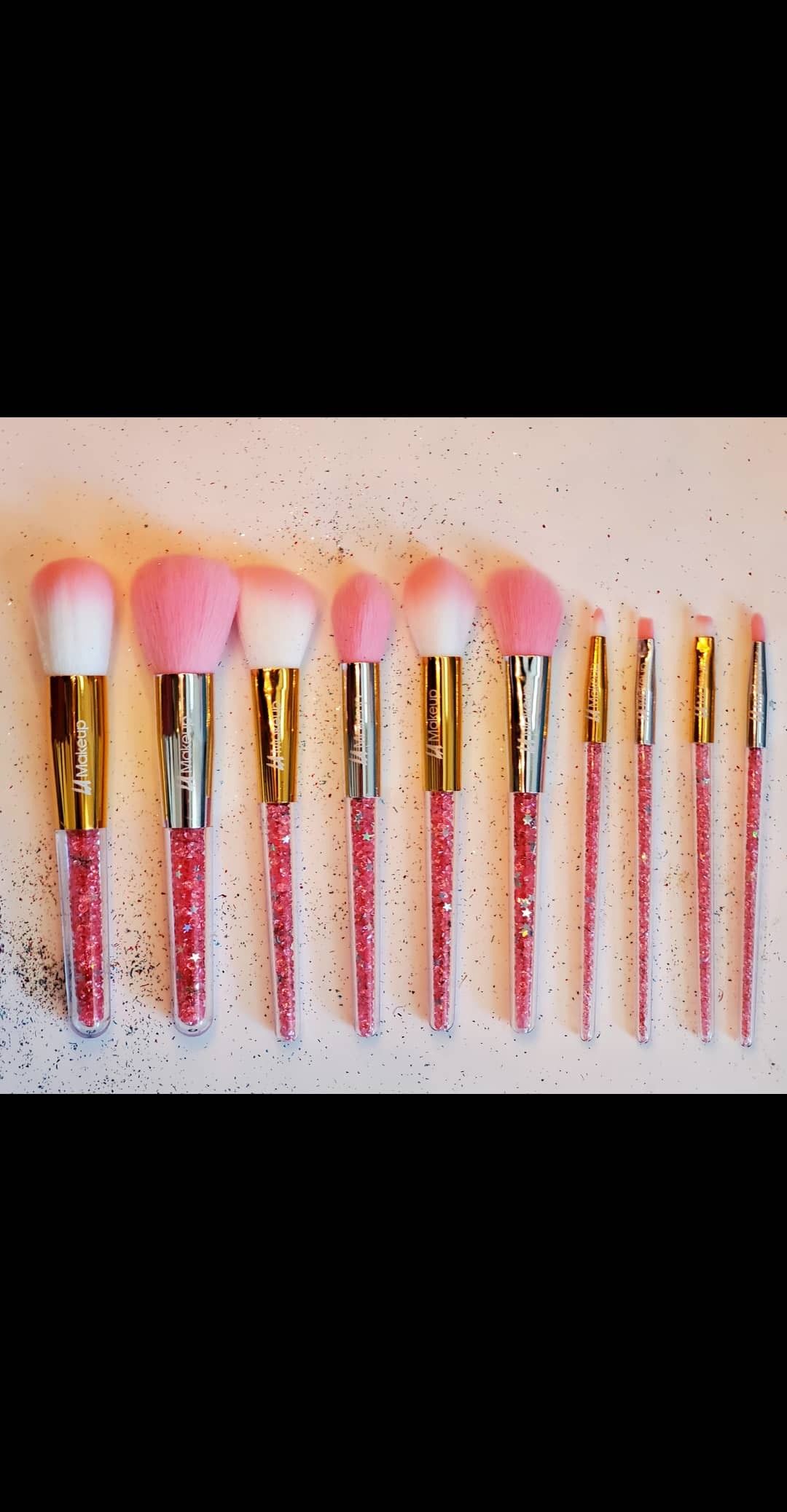 10pcs glitter handle makeup brush set