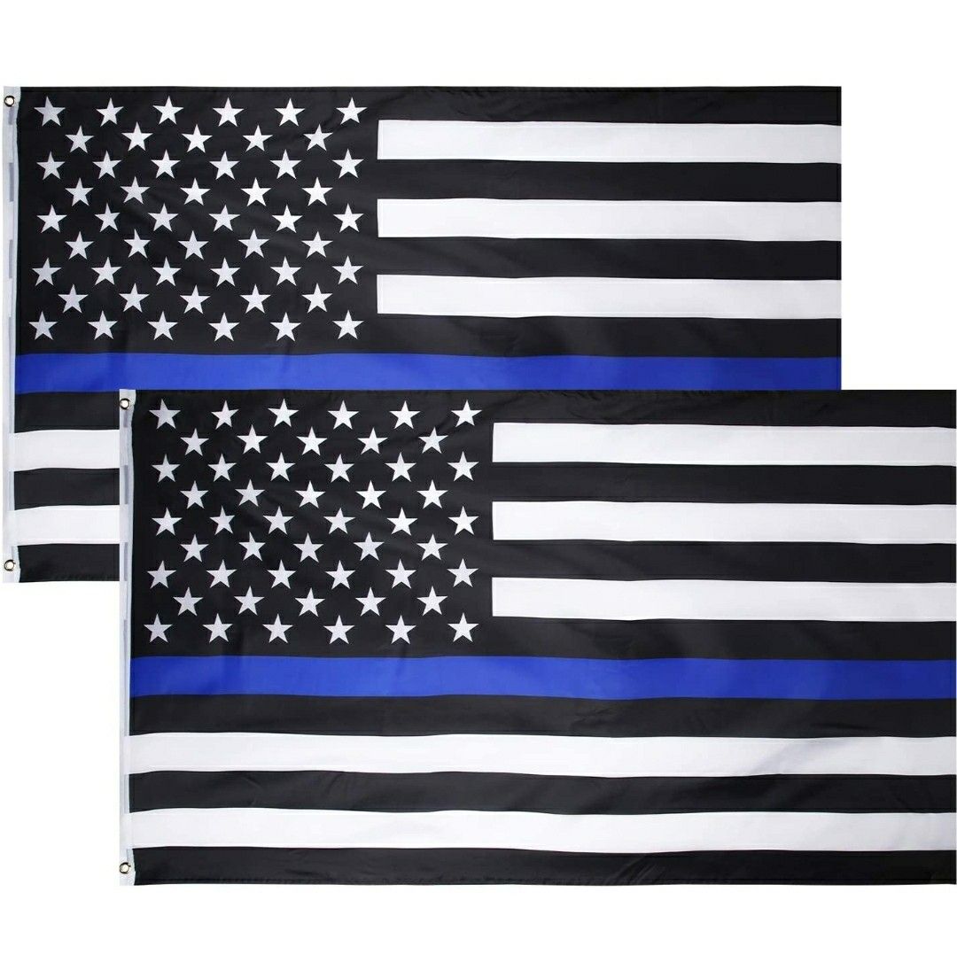 Thin Blue Line Flag (3x5 FT), American Flag with Sturdy and Durable Brass Grommets - Black White and Blue USA Police Flag Honoring Law Enforcement