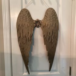 Distressed Gold Metal Angel Wings 24”x15” (see Photos)