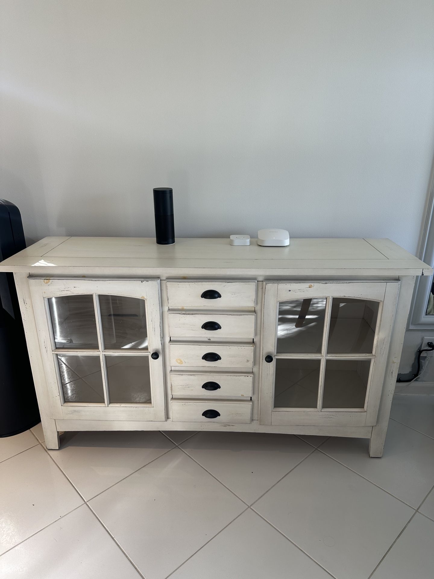 White Rustic Modern Storage Console | Like New