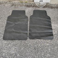 2 Black Rubber Thin Car Floor Mats 