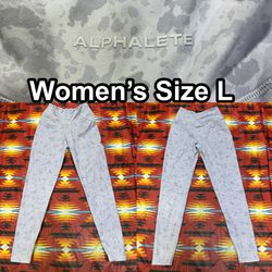 Alphalete Lavender Purple Surface Power Leggings Womens Sz Large Crossover Waist