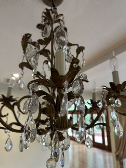 Brass and Crystal Chandelier