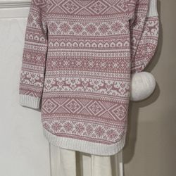 Baby Aspen Pink And White Patterned Sweater Set