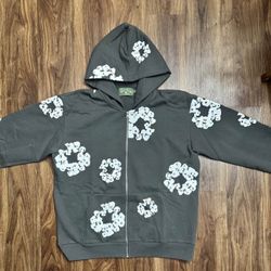 Denim Tears Rhinestone Cotton Wreath Zip Hoodie
