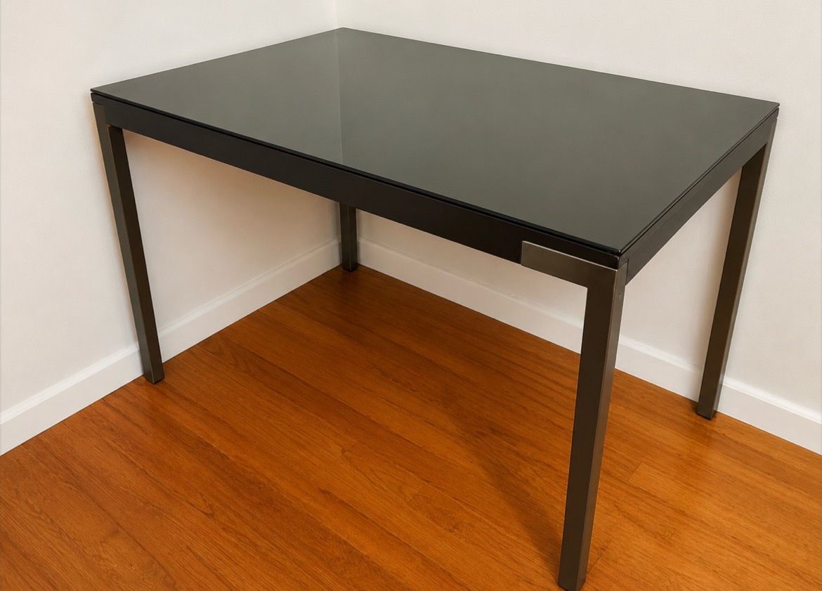 Modern Black Desk w/ Tempered Glass Top