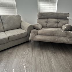 Small Sofa And Loveseat, Recliner And Glass Table Take All For 100