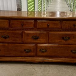 Vintage Ethan Allen Solid Wood Bedroom Set – Must Sell Today – Dresser, Chest, Nightstand, Bed & Mirror