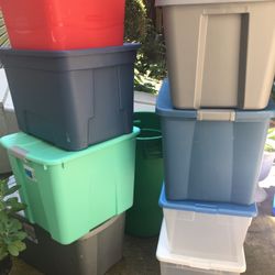 7 Storage Bins Totes 18 Gallon