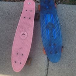 Pink And Blie Skateboards