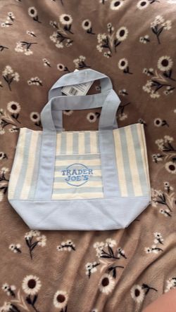 Trader Joe’s stripped bag blue