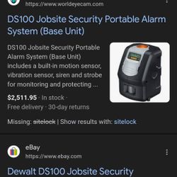 Dewalt 'DS100 SiteLock'Jobsite Security Portable Alarm System